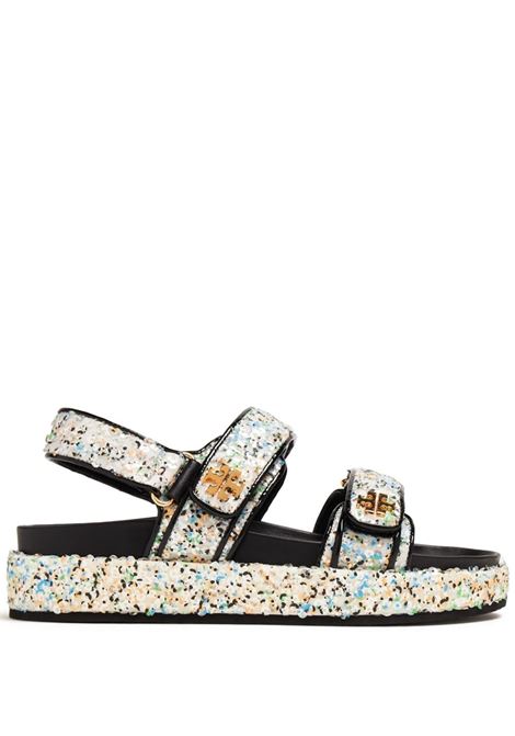 Sandali con paillettes e logo Kira multicolore - donna